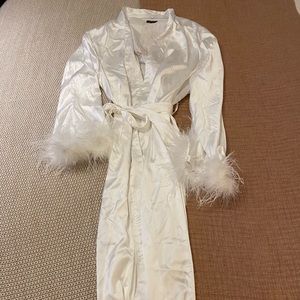 “Hitched” Feather Bride Robe